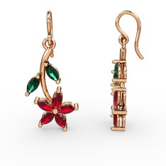 Camella Mekik Küpe - Garnet ve yeşil kuvars 925 ayar rose altın kaplama gümüş küpe #rqbqve