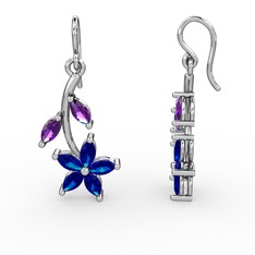 Camella Mekik Küpe - Lab safir ve ametist 8 ayar beyaz altın küpe #smqf9z