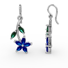 Camella Mekik Küpe - Lab safir ve yeşil kuvars 8 ayar beyaz altın küpe #wtpne6