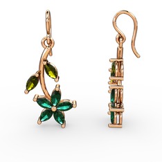 Camella Mekik Küpe - Yeşil kuvars ve peridot 8 ayar rose altın küpe #x7txqz