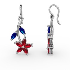 Camella Mekik Küpe - Garnet ve lab safir 14 ayar beyaz altın küpe #y8s4uq