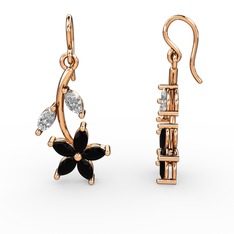 Camella Mekik Küpe - Siyah zirkon ve swarovski 925 ayar rose altın kaplama gümüş küpe #zdw6m5
