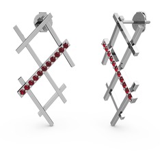 Garnet 14 ayar beyaz altın küpe