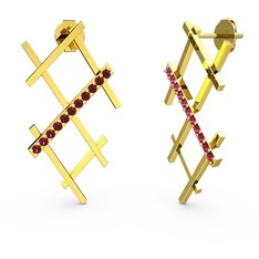 Rodolit garnet 14 ayar altın küpe