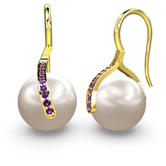 Milene İnci Küpe - Inci ve ametist 925 ayar altın kaplama gümüş küpe #1c90smn