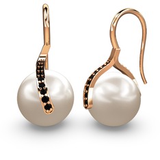 Milene İnci Küpe - Inci ve siyah zirkon 18 ayar rose altın küpe #1hwmka9