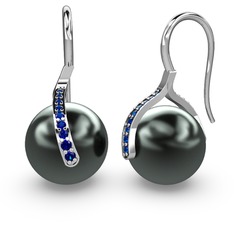 Milene İnci Küpe - Siyah inci ve lab safir 925 ayar gümüş küpe #1jzw81l