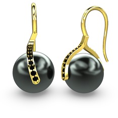 Milene İnci Küpe - Siyah inci ve siyah zirkon 8 ayar altın küpe #1l4u2qq