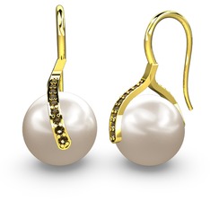 Milene İnci Küpe - Inci ve dumanlı kuvars 925 ayar altın kaplama gümüş küpe #1yxuslk