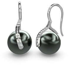 Milene İnci Küpe - Siyah inci ve pırlanta 925 ayar gümüş küpe (0.54 karat) #4612qh