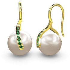 Milene İnci Küpe - Inci ve yeşil kuvars 925 ayar altın kaplama gümüş küpe #5ky7ev