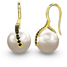 Milene İnci Küpe - Inci ve siyah zirkon 18 ayar altın küpe #ca8u8t