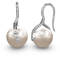 Milene İnci Küpe - Inci ve swarovski 8 ayar beyaz altın küpe #cdpm87