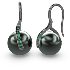 Milene İnci Küpe - Siyah inci ve yeşil kuvars 925 ayar siyah rodyum kaplama gümüş küpe #dh4dxz