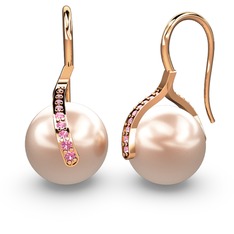 Milene İnci Küpe - Pembe inci ve pembe kuvars 8 ayar rose altın küpe #ea3eqi