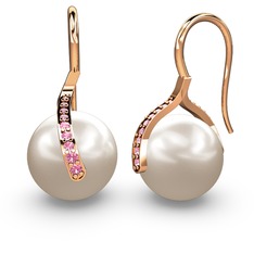 Milene İnci Küpe - Inci ve pembe kuvars 14 ayar rose altın küpe #ihu3m0