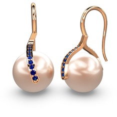 Milene İnci Küpe - Pembe inci ve lab safir 925 ayar rose altın kaplama gümüş küpe #k6rzgk