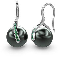Milene İnci Küpe - Siyah inci ve yeşil kuvars 925 ayar gümüş küpe #lodrfu
