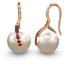 Milene İnci Küpe - Inci ve garnet 18 ayar rose altın küpe #ybmw9l