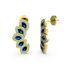 Lisa Mekik Küpe - Akuamarin ve lab safir 925 ayar altın kaplama gümüş küpe #10pppfd