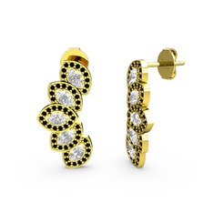 Lisa Mekik Küpe - Siyah zirkon ve swarovski 8 ayar altın küpe #10z7xnt