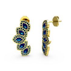 Lisa Mekik Küpe - Lab safir 14 ayar altın küpe #11yclrn