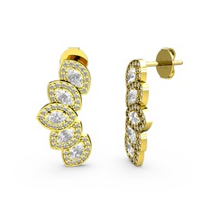 Lisa Mekik Küpe - Swarovski ve beyaz zirkon 18 ayar altın küpe #12f1qxs