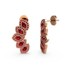 Rodolit garnet ve garnet 8 ayar rose altın küpe