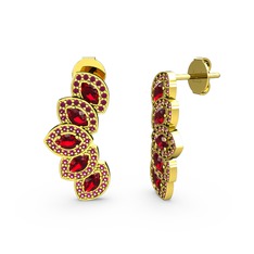 Lisa Mekik Küpe - Rodolit garnet ve garnet 18 ayar altın küpe #181dx9i