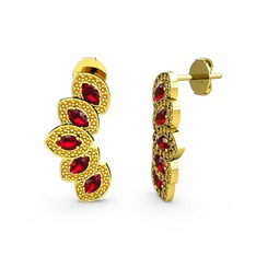 Lisa Mekik Küpe - Sitrin ve garnet 14 ayar altın küpe #195akq8