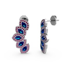 Lisa Mekik Küpe - Rodolit garnet ve lab safir 14 ayar beyaz altın küpe #1ash9bo