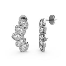 Lisa Mekik Küpe - Pırlanta ve beyaz zirkon 925 ayar gümüş küpe (0.088 karat) #1bcvv0q