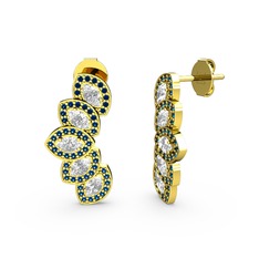 Lisa Mekik Küpe - Lab safir ve beyaz zirkon 925 ayar altın kaplama gümüş küpe #1c0mpxu