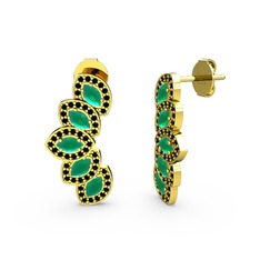 Lisa Mekik Küpe - Siyah zirkon ve kök zümrüt 925 ayar altın kaplama gümüş küpe #1d3wkyw