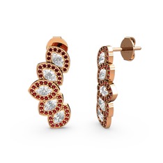 Lisa Mekik Küpe - Garnet ve swarovski 8 ayar rose altın küpe #1fsd543