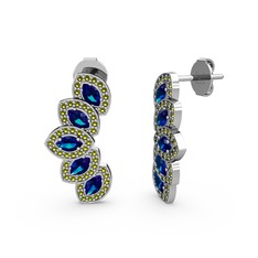 Lisa Mekik Küpe - Peridot ve lab safir 18 ayar beyaz altın küpe #1hujm2j