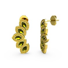 Lisa Mekik Küpe - Sitrin ve peridot 18 ayar altın küpe #1lr0l33