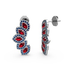 Lab safir ve garnet 925 ayar gümüş küpe