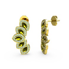 Akuamarin ve peridot 8 ayar altın küpe