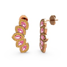 Lisa Mekik Küpe - Sitrin ve pembe kuvars 18 ayar rose altın küpe #1oxnl10