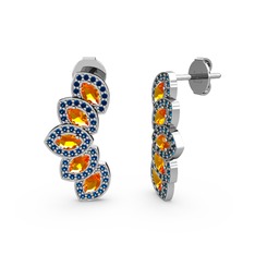 Lisa Mekik Küpe - Lab safir ve sitrin 14 ayar beyaz altın küpe #1pdotav