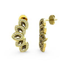 Lisa Mekik Küpe - Pırlanta ve dumanlı kuvars 14 ayar altın küpe (0.088 karat) #1qr6hfz