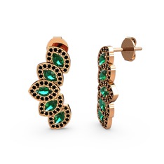 Siyah zirkon ve yeşil kuvars 925 ayar rose altın kaplama gümüş küpe