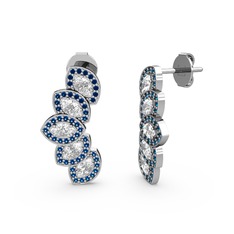 Lisa Mekik Küpe - Lab safir ve swarovski 925 ayar gümüş küpe #1rd21ms