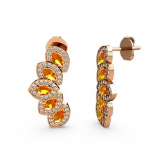 Lisa Mekik Küpe - Swarovski ve sitrin 14 ayar rose altın küpe #1t6751r