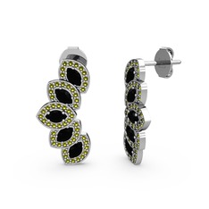 Peridot ve siyah zirkon 925 ayar gümüş küpe