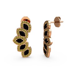 Peridot ve siyah zirkon 925 ayar rose altın kaplama gümüş küpe