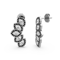Siyah zirkon ve swarovski 8 ayar beyaz altın küpe