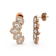 Lisa Mekik Küpe - Pırlanta ve swarovski 14 ayar rose altın küpe (0.088 karat) #85e656