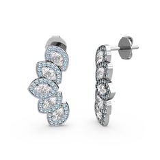 Akuamarin ve beyaz zirkon 925 ayar gümüş küpe